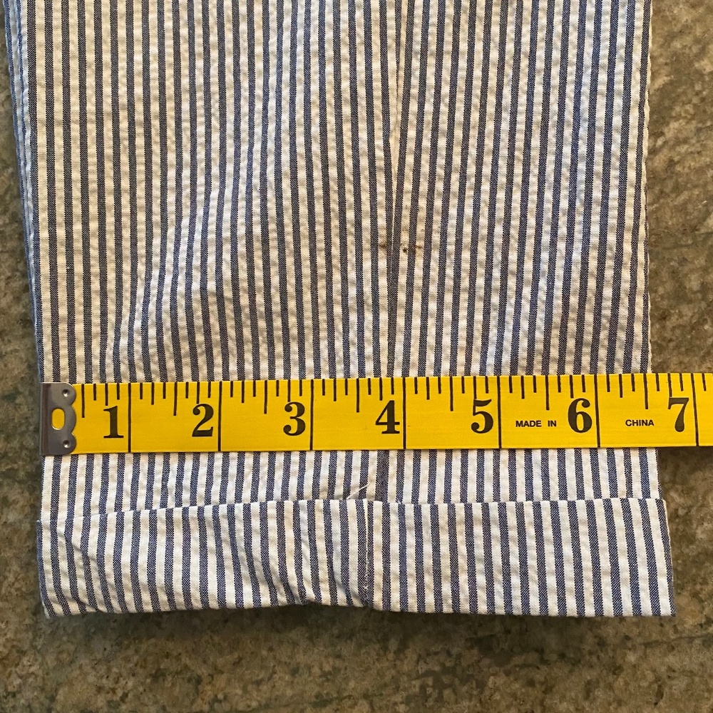 ZARA Seersucker Pinstripe Cuffed & Cropped Pants, from London, Sz SM - Picture 9 of 14
